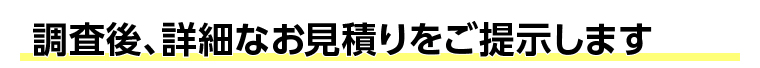 調査後、詳細なお見積りをご提示します