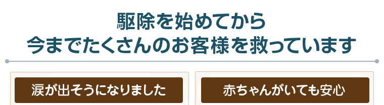 駆除を始めてから今までたくさんのお客様を救っています
